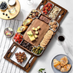 Handmade Acacia Wood Cheese Board Afternoon Tea Snack Box with Fruit Plate Custom Size Chopping Blocks for Serving Food Deli Set - Image 2