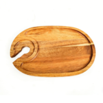 Handmade Classic Design Natural Wooden Round Dish Eco-Friendly Oval Acacia Wood Goblet Holder Tray for Parties