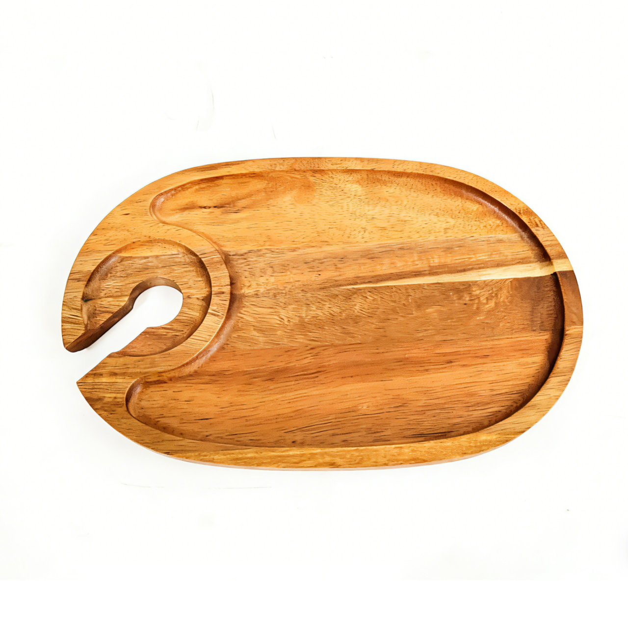 Handmade Classic Design Natural Wooden Round Dish Eco-Friendly Oval Acacia Wood Goblet Holder Tray for Parties01 Handmade Classic Design Natural Wooden Round Dish Eco-Friendly Oval Acacia Wood Goblet Holder Tray for Parties - Image 1