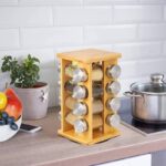 Hot Selling Durable Bamboo Folding Five-Tier Waterproof Minimalist Standing Type Kitchen Rack with Vintage Style Home Use Spices - Image 2