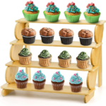 Hot Selling Multifunctional 4-Tiered Bamboo Cake Stand Display Rack Durable Wooden Cupcakes Organizer Holder Modern Non-Folding