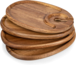 Hotsell Acacia Wood Charcuterie Board Wooden Wine Glass Holder and Snack Tray Plates for Desserts Dishes & Plats