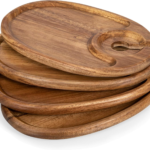 Hotsell Acacia Wood Charcuterie Board Wooden Wine Glass Holder and Snack Tray Plates for Desserts Dishes & Plats
