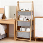Household Eco-Friendly Bamboo Ladder-shaped Modern Simplicity Multi-Layer Foldable Storage Shelf for Dirty Clothes Sundries Toys