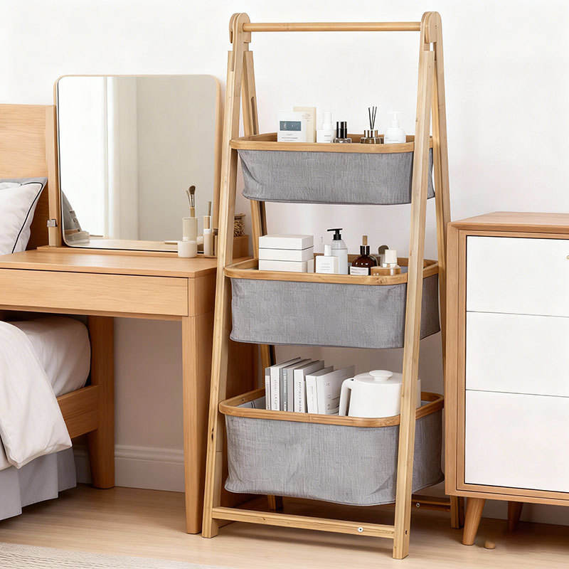 Household Eco-Friendly Bamboo Ladder-shaped Modern Simplicity Multi-Layer Foldable Storage Shelf for Dirty Clothes Sundries Toys01 Household Eco-Friendly Bamboo Ladder-shaped Modern Simplicity Multi-Layer Foldable Storage Shelf for Dirty Clothes Sundries Toys - Image 1