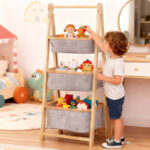 Household Eco-Friendly Bamboo Ladder-shaped Modern Simplicity Multi-Layer Foldable Storage Shelf for Dirty Clothes Sundries Toys - Image 2
