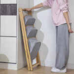 Household Eco-Friendly Bamboo Ladder-shaped Modern Simplicity Multi-Layer Foldable Storage Shelf for Dirty Clothes Sundries Toys - Image 3