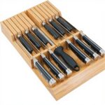 In-Drawer Bamboo Knife Block Organizer Handle Holds 12 Knives 1 Sharpening Steel (Knives Not Included) Kitchen Accessories