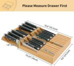 In-Drawer Bamboo Knife Block Organizer Handle Holds 12 Knives 1 Sharpening Steel (Knives Not Included) Kitchen Accessories - Image 2