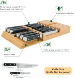 In-Drawer Bamboo Knife Block Organizer Handle Holds 12 Knives 1 Sharpening Steel (Knives Not Included) Kitchen Accessories - Image 3