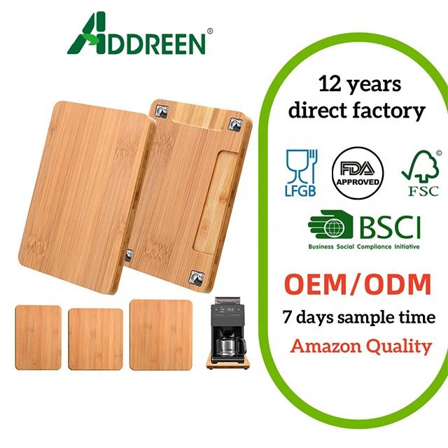 Kitchen Appliances, Bamboo Sliding Tray for Coffee Maker, Countertop Appliance Slider with 360° Rolling, Counter Slider Tray01 Kitchen Appliances, Bamboo Sliding Tray for Coffee Maker, Countertop Appliance Slider with 360° Rolling, Counter Slider Tray - Image 1