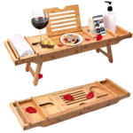 Luxurious Four-Piece Bamboo Bath Tray Foldable Bathtub Caddy - Image 2