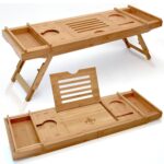 Luxurious Four-Piece Bamboo Bath Tray Foldable Bathtub Caddy - Image 3