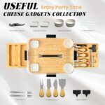 Luxury Rectangle Charcuterie Boards Cheese Tray Set Lid Engraved Natural Bamboo Boxed Packaging | Portable Travel Gifts - Image 2