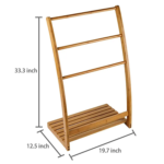 Modern Bamboo Three-Tier Free Standing Bathroom Kitchen Cart with Towel Rack Free Home Storage Organizer Wooden Design - Image 3