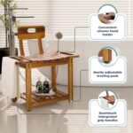 Modern Custom Bath Shower Chair Non-Slip Bamboo Wood Built-In Handles Handmade Capacity Lower Shelf for Elderly Shower Bench - Image 2