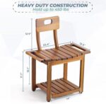 Modern Custom Bath Shower Chair Non-Slip Bamboo Wood Built-In Handles Handmade Capacity Lower Shelf for Elderly Shower Bench - Image 3