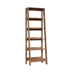 Modern Design Trestle 5-Shelf Solid Wood Bookcase Vintage Oak Finish for Living Room Furniture