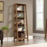 Modern Design Trestle 5-Shelf Solid Wood Bookcase Vintage Oak Finish for Living Room Furniture - Image 2