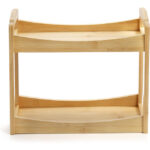 Modern Double Bamboo Sustainable Spice Rack Organizer Cabinet Dinnerware Storage Countertop Shelf Corner Pantry Shelves Kitchen - Image 2