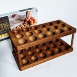 Modern Double Wood Egg Rack Fresh Egg Tray Display for Kitchen Countertop Standing Installation Stylish Tool for Pot Cleaning - Image 2