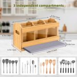 Modern Eco-Friendly Bamboo Non-Folding Kitchen Tableware Stand Multifunction 6-Compartment Cutlery Storage Rack Customizable - Image 3