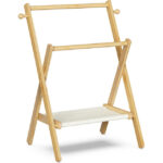 Modern Mini Eco-friendly Foldable Bamboo Closet Rack with Double Rods & Shelf for Baby Clothing Living Room Home Furniture - Image 2