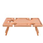 Modern Polished Bamboo Fruit Red Wine Tray Outdoor Picnic Solid Foldable Durable Wine Table Cup Holder
