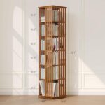 Modern Rotating 360 Degree Bamboo Wood Floor Standing 6-Tier Multi-functional Home Furniture Bookshelf Tower Narrow Design for - Image 3