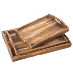 Modern Single-Tier Natural Wood Fruit Tray Decorative Handles Unfinished Serving Tray for Living Room for Food Gift Tray - Image 2