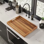 Modern Single-Tier Natural Wood Fruit Tray Decorative Handles Unfinished Serving Tray for Living Room for Food Gift Tray - Image 3