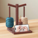 Modern Single-Tier Solid Wood Wool Bobbin Holder Hand-Woven Cross-Border Rotatable Yarn Rack Easy Standing Storage Rack - Image 3