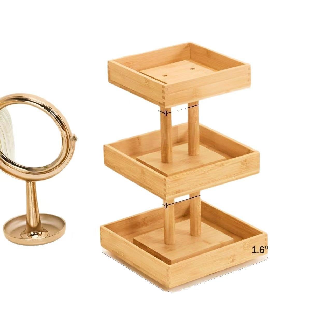 Modern Solid Bamboo Multi-Layer Display Rack for Nail Polish & Lipstick Rotatable with Aromatherapy Essential Oil Storage Holder01 Modern Solid Bamboo Multi-Layer Display Rack for Nail Polish & Lipstick Rotatable with Aromatherapy Essential Oil Storage Holder - Image 1