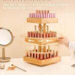 Modern Solid Bamboo Multi-Layer Display Rack for Nail Polish & Lipstick Rotatable with Aromatherapy Essential Oil Storage Holder - Image 2