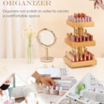 Modern Solid Bamboo Multi-Layer Display Rack for Nail Polish & Lipstick Rotatable with Aromatherapy Essential Oil Storage Holder - Image 3