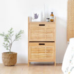 Modern Standing Type Bamboo Bedside Storage Cabinet with Four Layers Multifunctional for Bedroom Sundries-Narrow Size Options