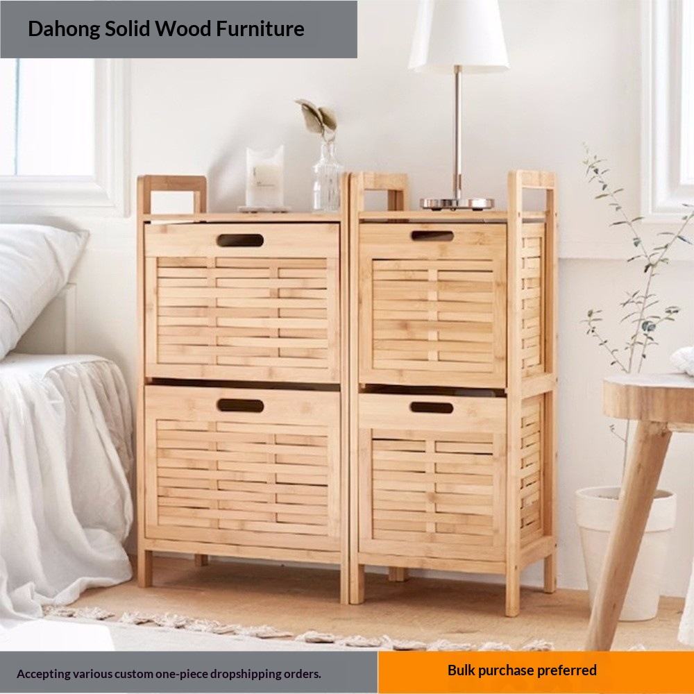 Modern Standing Type Bamboo Bedside Storage Cabinet with Four Layers Multifunctional for Bedroom Sundries-Narrow Size Options - Image 2