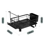 Multifunctional Metal Kitchen Dish Rack with Bowl and Chopstick Organizer Modern Non-Folding Countertop Drain Rack - Image 3