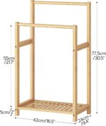 Natural Bamboo 2-Tier Quilt Display Stand Freestanding Towel Blanket Rack for Bedroom Storage Holders & Racks - Image 2