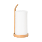 Natural Bamboo Paper Towel Stand with Handle Standard Size Kitchen Counter Holder for Tissue & Roll Paper