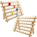 New 2X60 Spools Wooden Eco-friendly Sustainable Thread Rack Embroidery Quilting Sewing Tools Organizer Hanging Hooks for Living