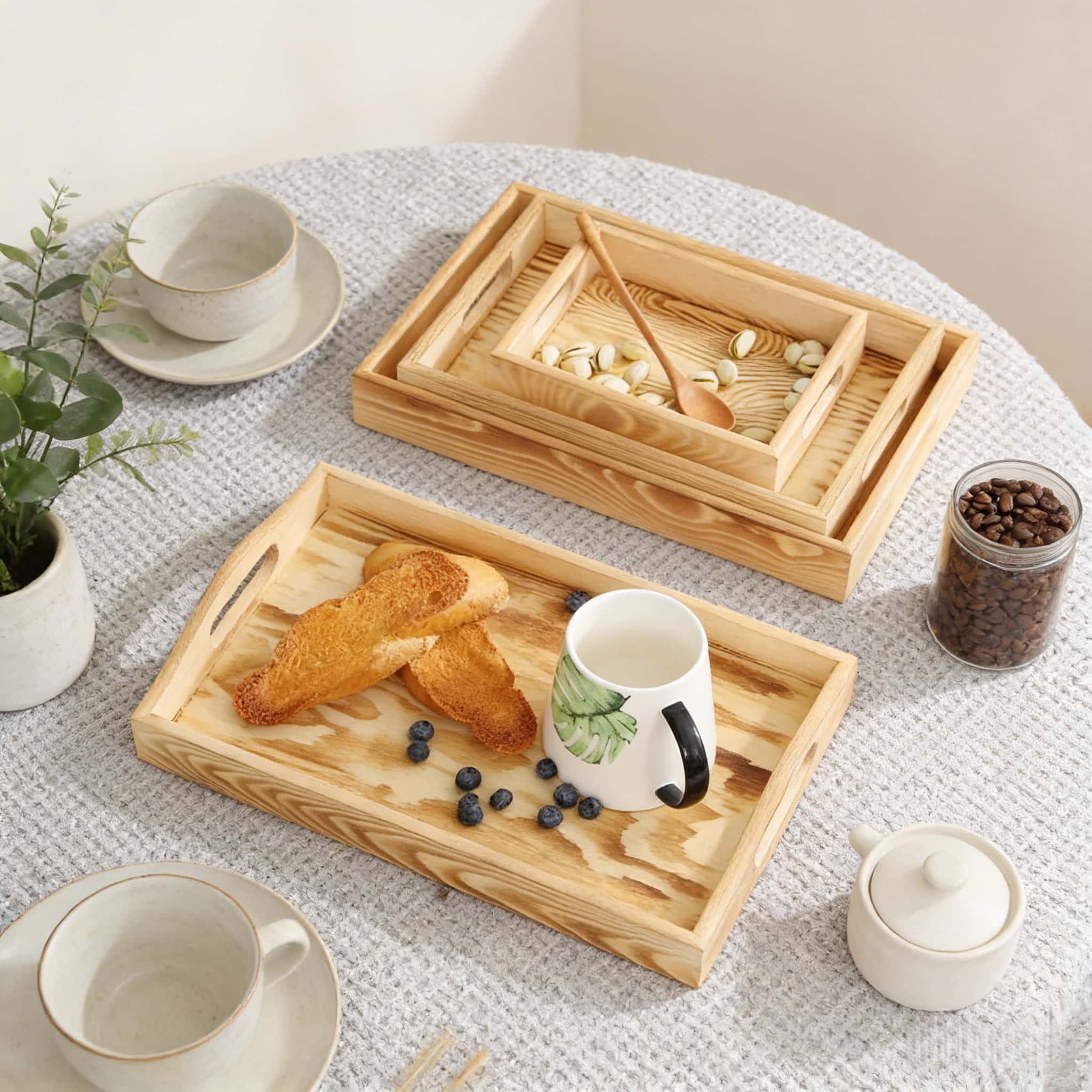 Portable Pine Wood Pallets Creative Classic Carved Lacquer Valet Tray for Food Beverage Serving in Kitchen Living Room Bar01 Portable Pine Wood Pallets Creative Classic Carved Lacquer Valet Tray for Food Beverage Serving in Kitchen Living Room Bar - Image 1