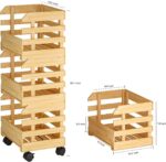 Potato and Onion Storage Cart, 3-Tier Fruit Basket With Wheels, Vegetable Storage for Kitchen Floor Bamboo Fruit Basket Stand - Image 2
