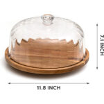 Rotating Cake Stand with Lid Polished Rustic Design 12-Inch Dome Lazy Susan Cover for Baking Parties & Gifts - Image 2