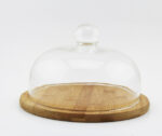 Round Cheese Board Set With Glass Cheese Dome Made of Natural Bamboo Factory