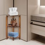 Rustic Corner Teak 3-Tier Eco-Friendly Multi-Purpose Shower Caddy Organizer Space-Saving Bathroom Storage for Bedroom Living - Image 3