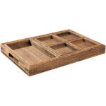 Set of 7 Rustic Wooden Serving Trays with Handle Rectangular Platters for Kitchen Entertaining-Breakfast Coffee Table Wood Tray - Image 2