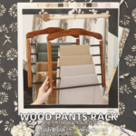 Solid Wood Pants Rack with Foldable Metal Frame Multi-Layer Household Dedicated Clothes Hanging Hangers for Living Room - Image 2