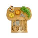 Square Edge Eco-friendly Bamboo Cheese Cutting Board Set Slide Drawer Cheese Label Slot Home Use Dishwasher Safe Chopping Blocks - Image 2