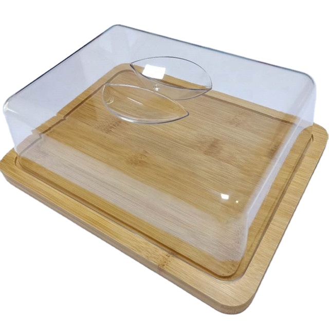 Square High-Quality Bamboo Pizza Board Set With Dome Pizza Board Set With Cover for Kitchen01 Square High-Quality Bamboo Pizza Board Set With Dome Pizza Board Set With Cover for Kitchen - Image 1
